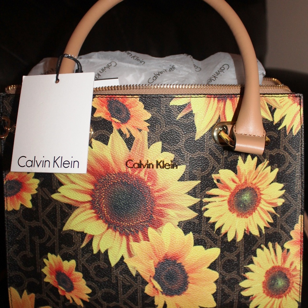 SOLD Calvin Klein Satchel sunflower bag